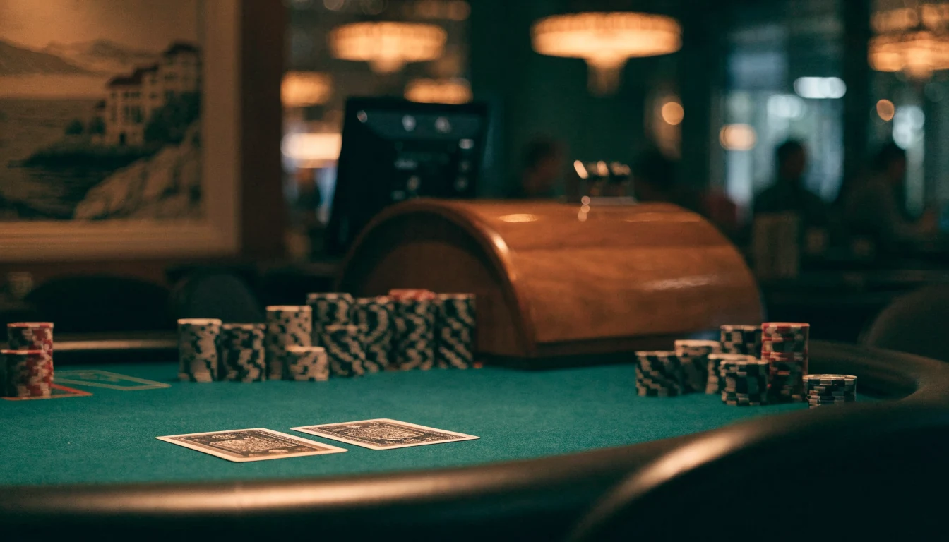 Stol za blackjack s ulošcima i kartama u hrvatskom casinu