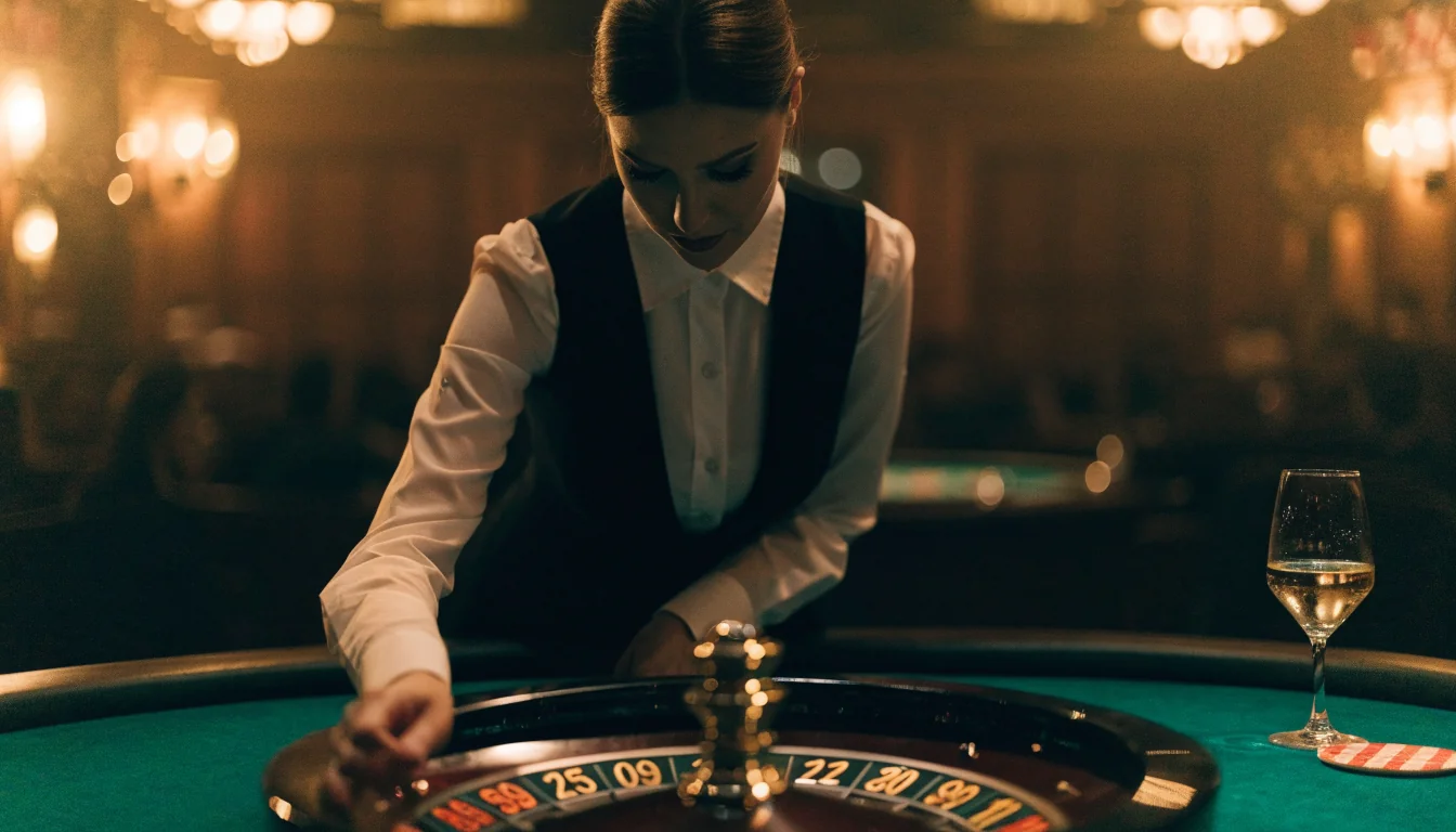 Djeliteljica za stolom ruleta u live casino studiju