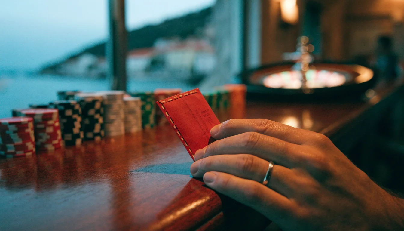 Hrpa casino žetona i rulet na šanku u hrvatskom primorskom ambijentu