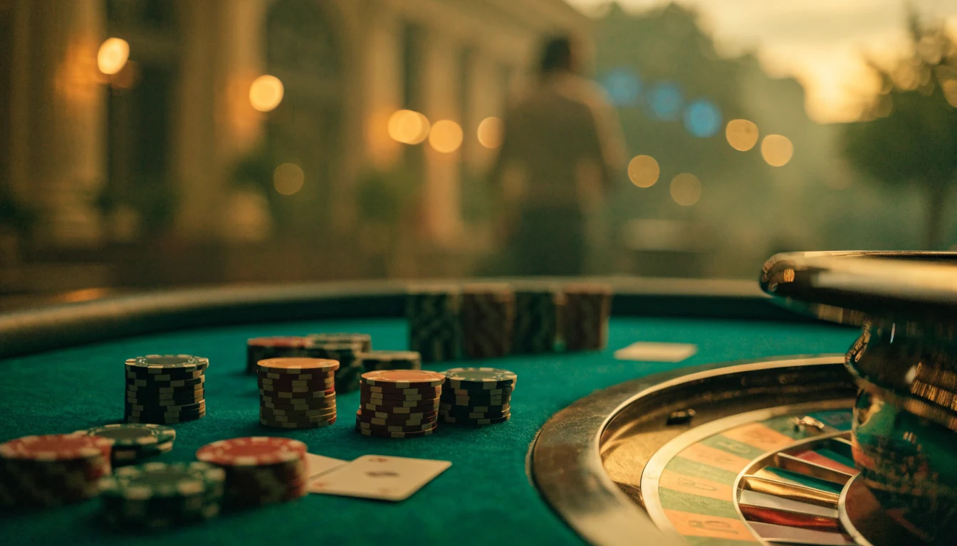Elegantni casino stol s žetonima i kartama u suvremenom hrvatskom casinu